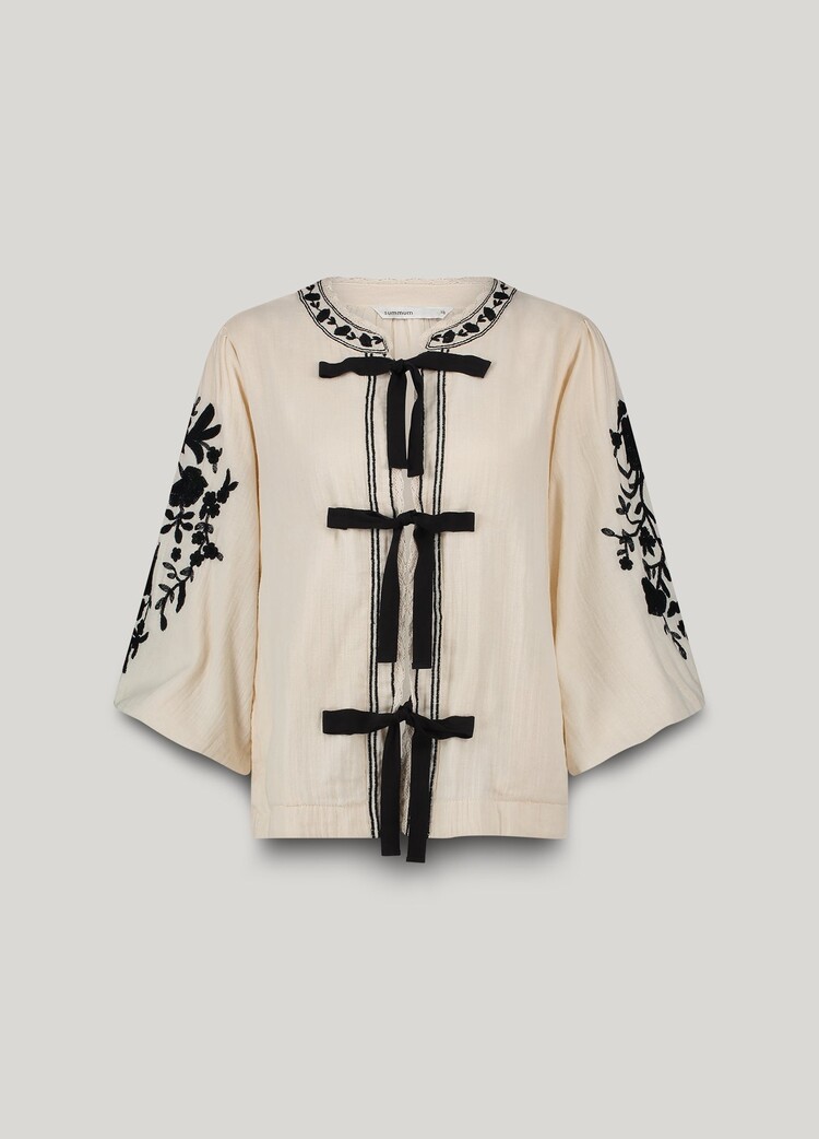 Cotton embro jacket ivory Summum Woman