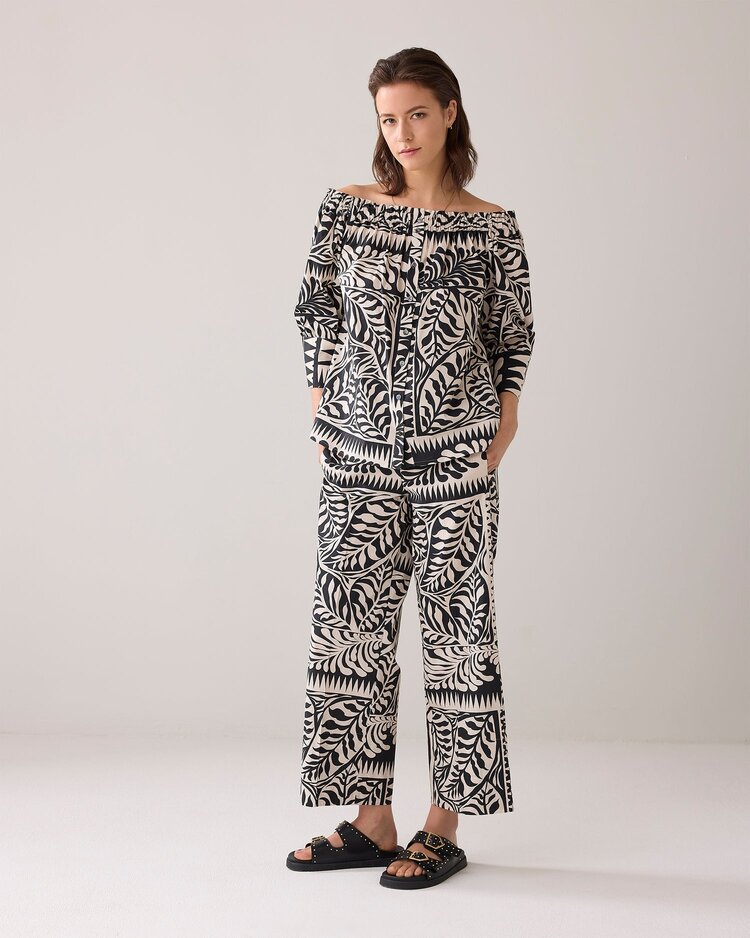 Blouse two tone print black Summum Woman