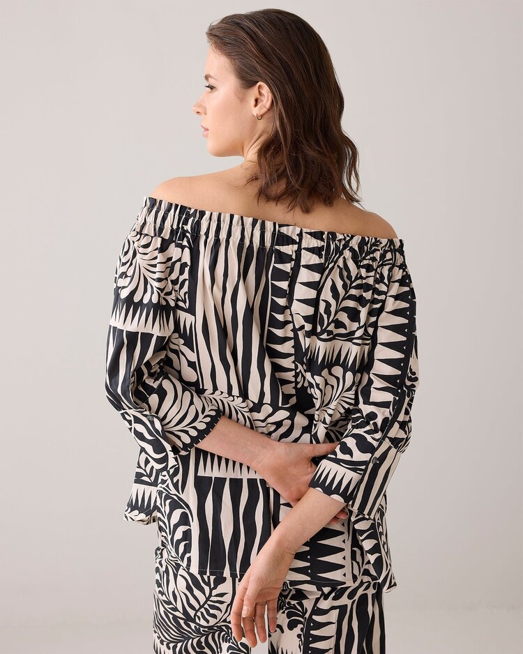 Blouse two tone print black Summum Woman