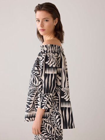 Blouse two tone print black