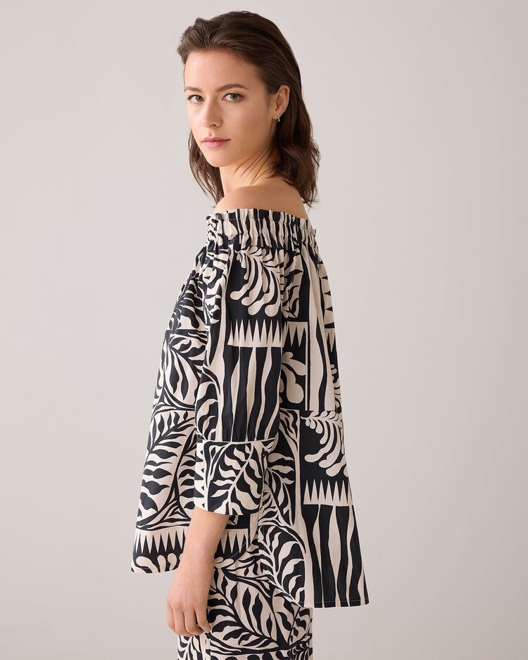 Blouse two tone print black Summum Woman