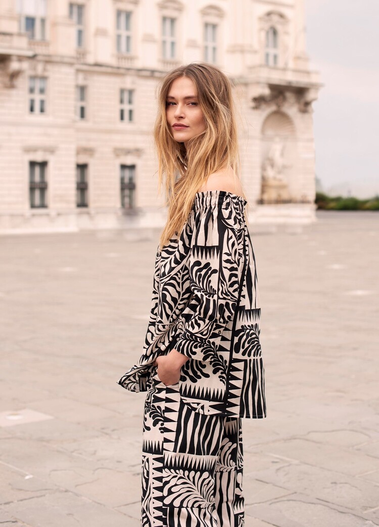 Blouse two tone print black Summum Woman