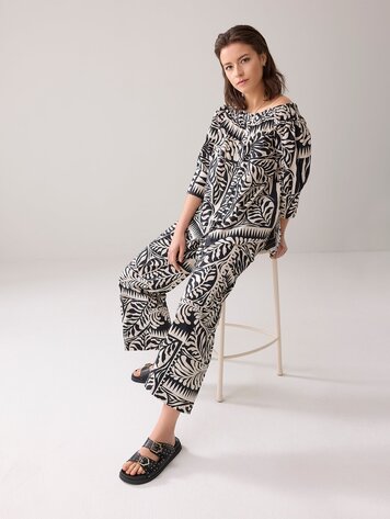 Summum Woman Trousers two tone print black