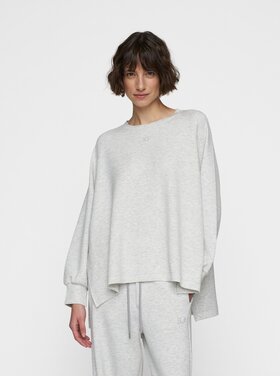 10DAYS Soft scuba blouse sweater white grey melee