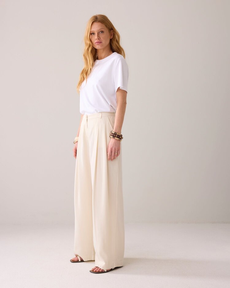 Summum Woman QUINTY: trousers wide tencel ivory Summum Woman