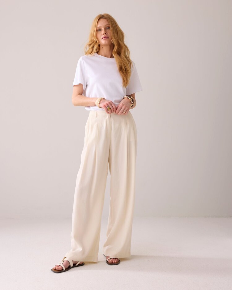 Summum Woman QUINTY: trousers wide tencel ivory Summum Woman