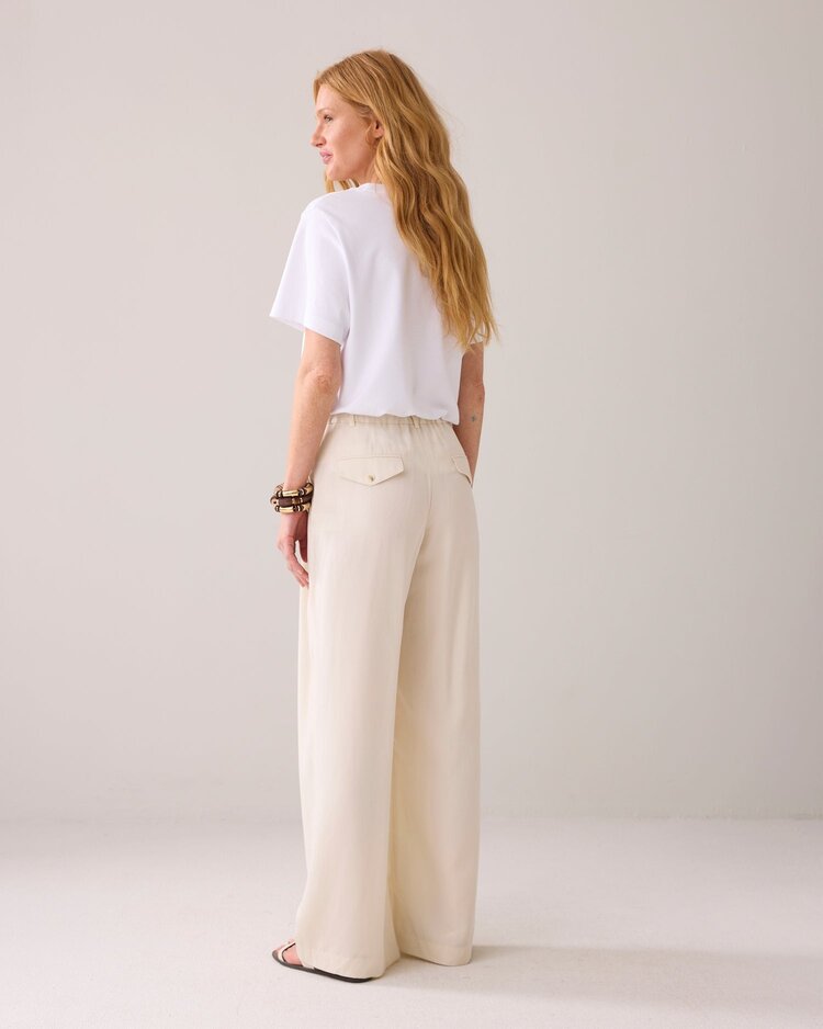 Summum Woman QUINTY: trousers wide tencel ivory Summum Woman
