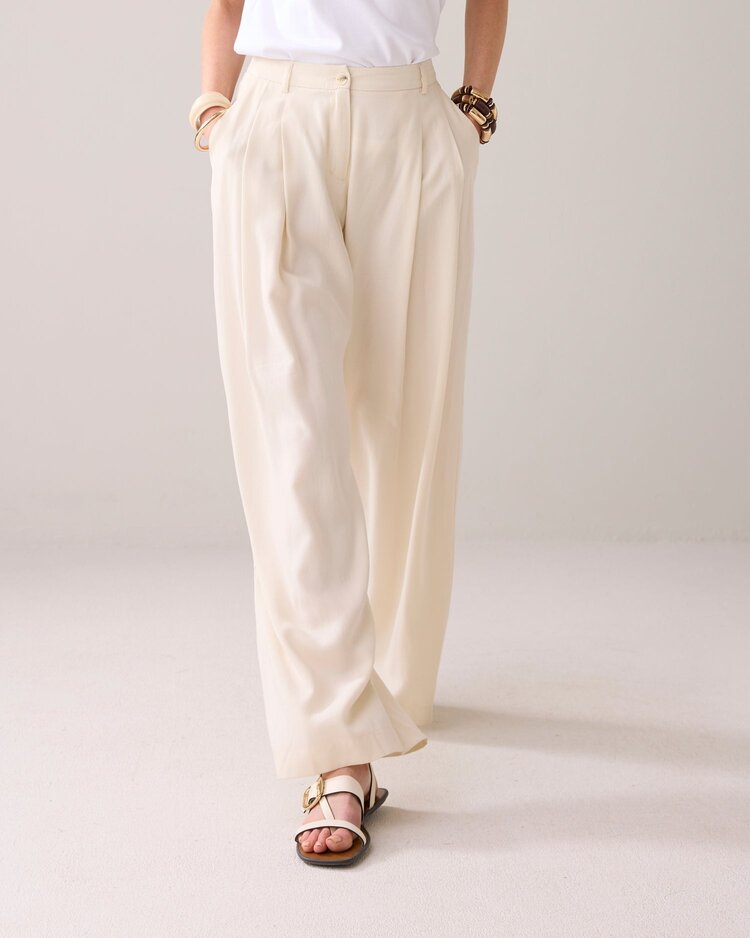 Summum Woman QUINTY: trousers wide tencel ivory Summum Woman