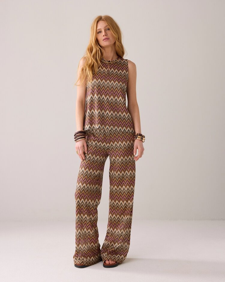 Summum Woman Sleeveless zig zag top multicolour Summum Woman