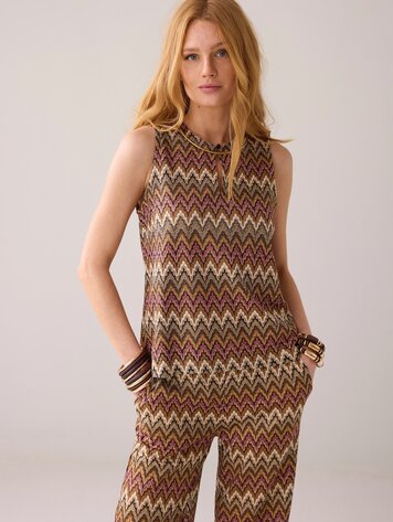 Sleeveless zig zag top multicolour