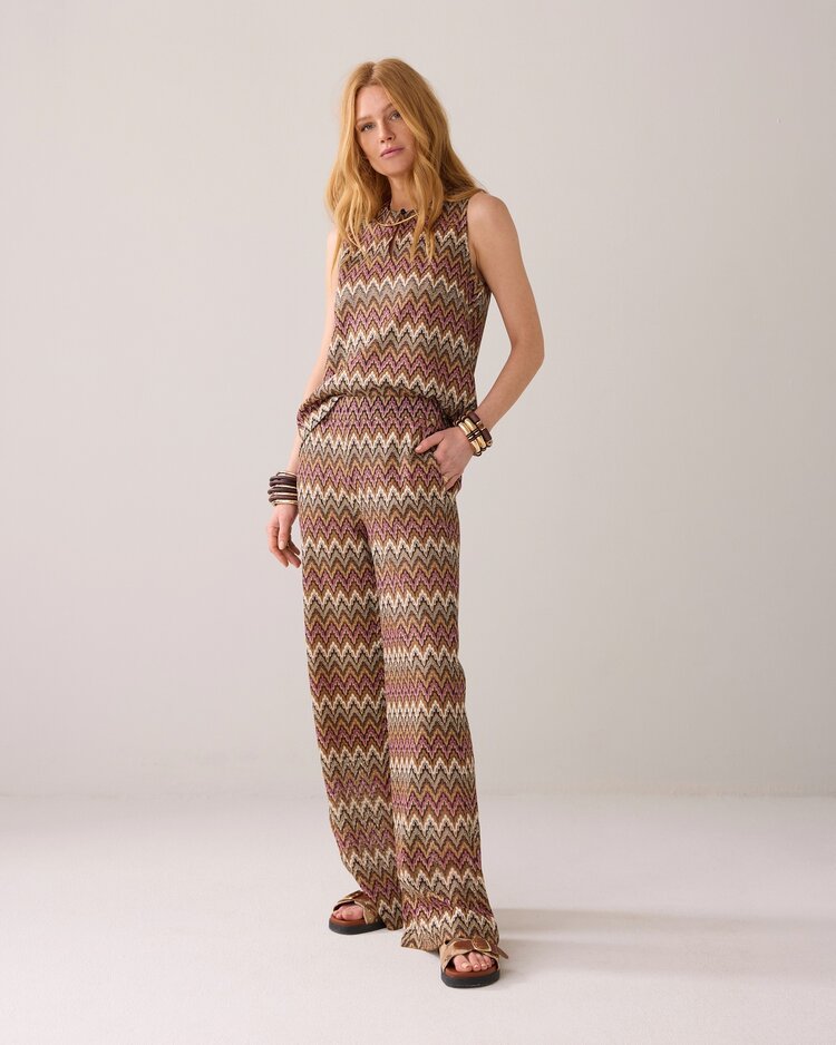 Summum Woman Wide leg zig zag pant multicolour Summum Woman
