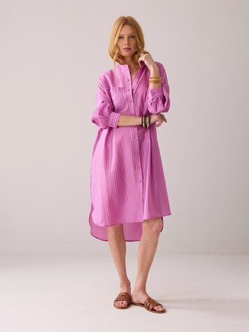 Summum Woman Tunic dress pinstripe cyclaam