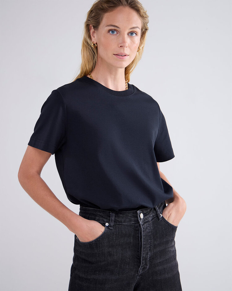 Summum Woman Short sleeve top classic cotton black Summum Woman