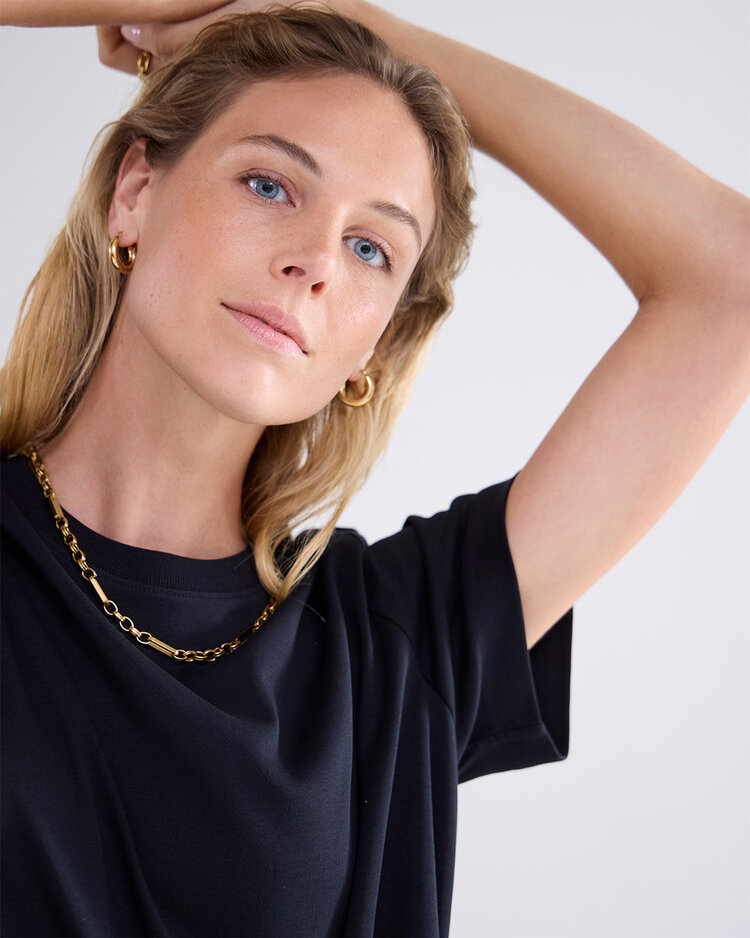 Summum Woman Short sleeve top classic cotton black Summum Woman