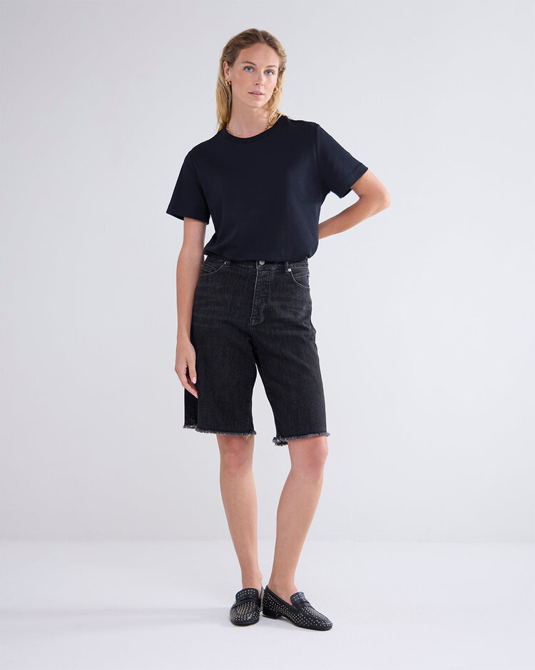Summum Woman Short sleeve top classic cotton black Summum Woman