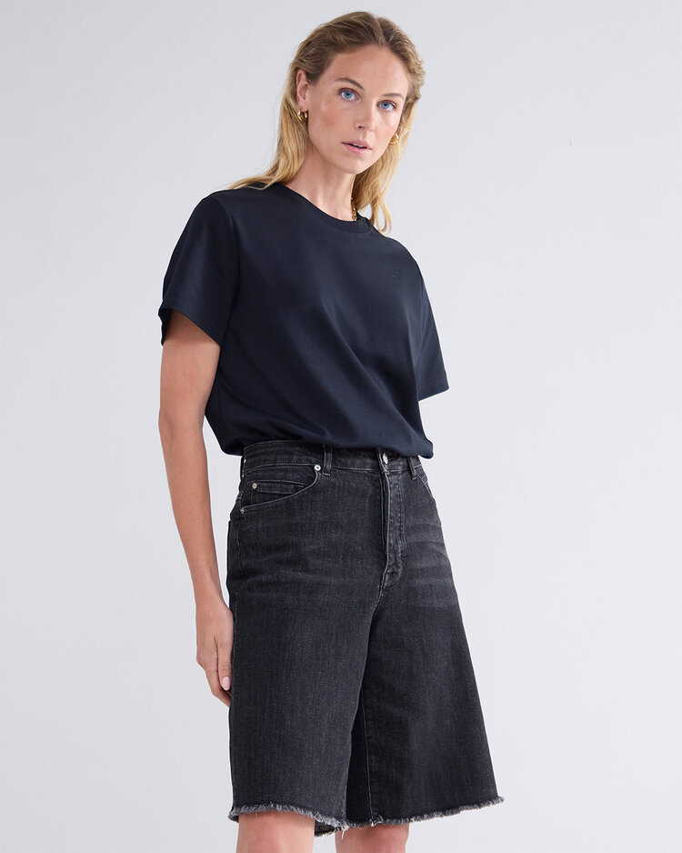 Summum Woman Short sleeve top classic cotton black Summum Woman