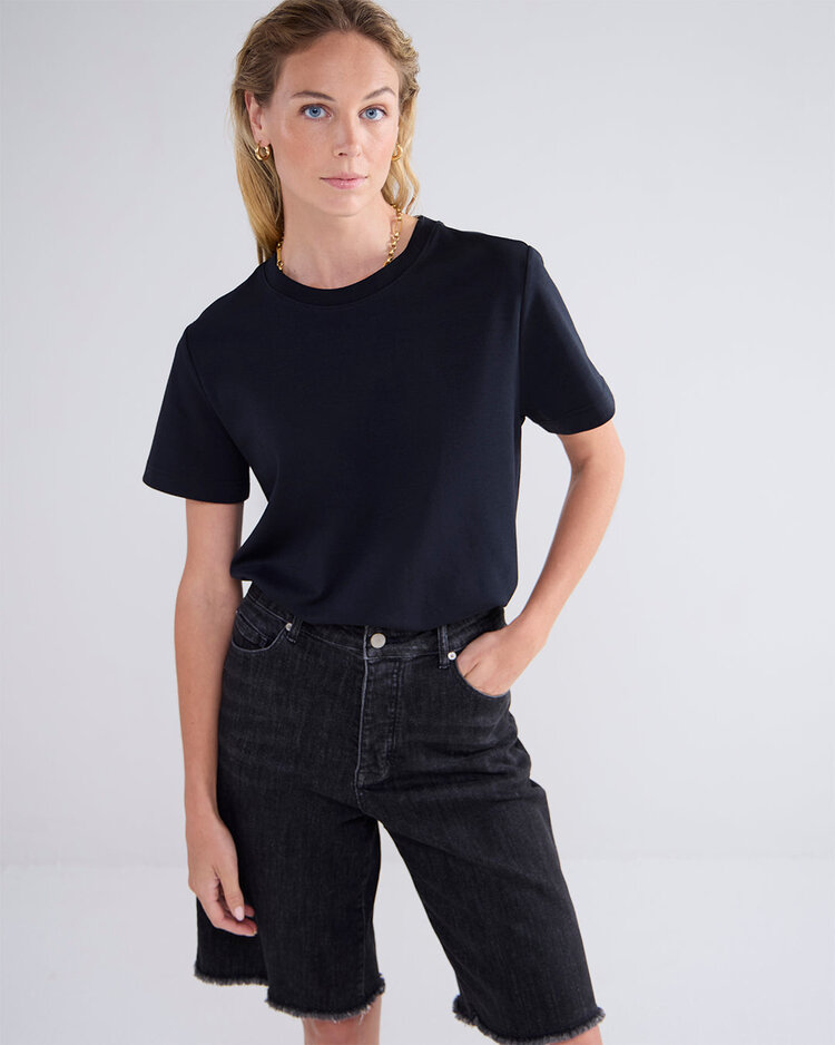 Summum Woman Short sleeve top classic cotton black Summum Woman