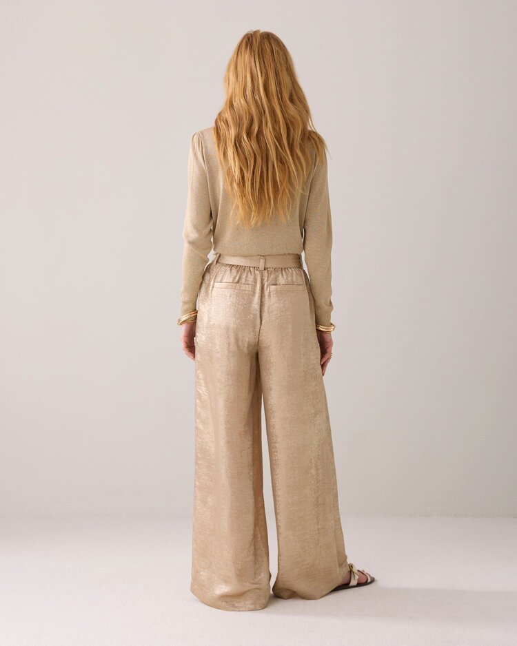 Summum Woman Pants metallic lamee sesame Summum Woman