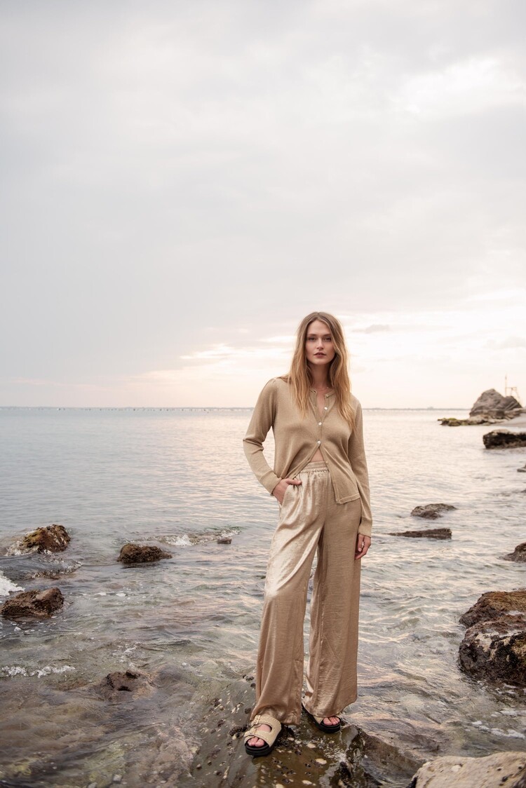 Summum Woman Pants metallic lamee sesame Summum Woman