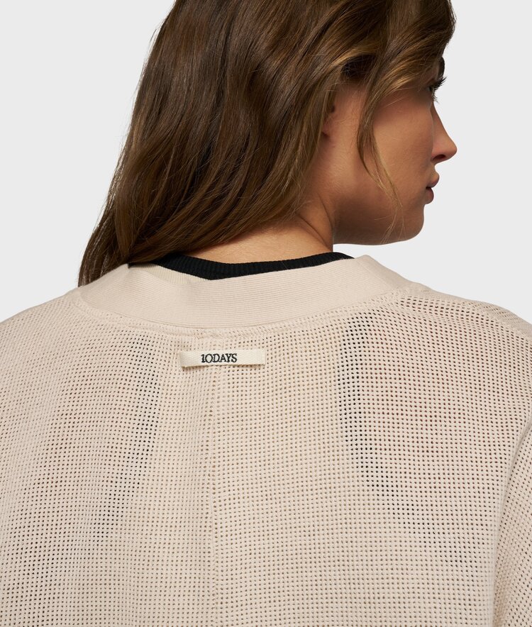 10DAYS V-neck cardigan mesh light earth 10Days