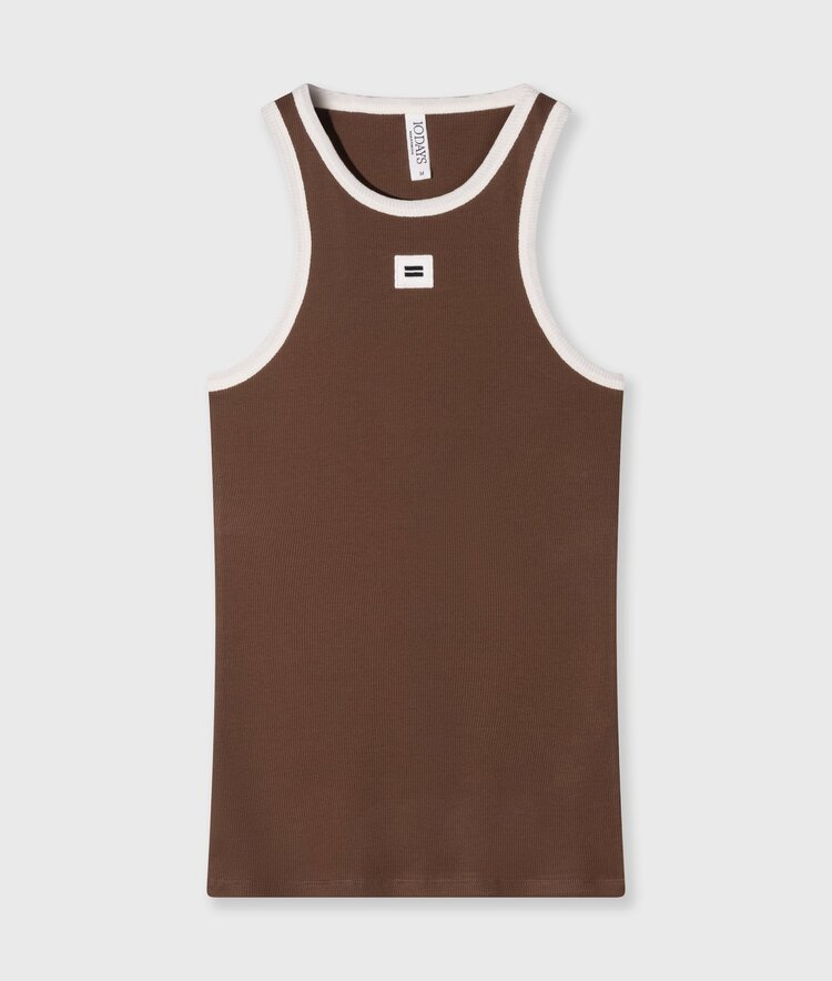 10DAYS Tank top rib contrast truffle 10Days