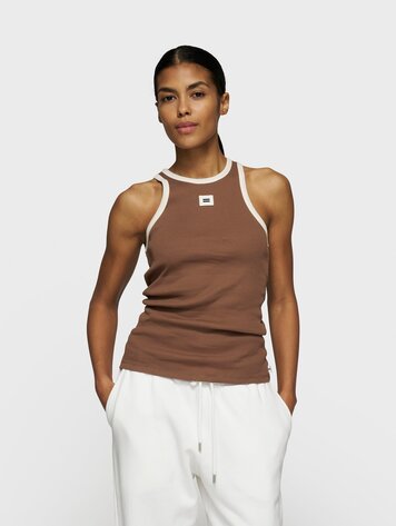 Tank top rib contrast truffle