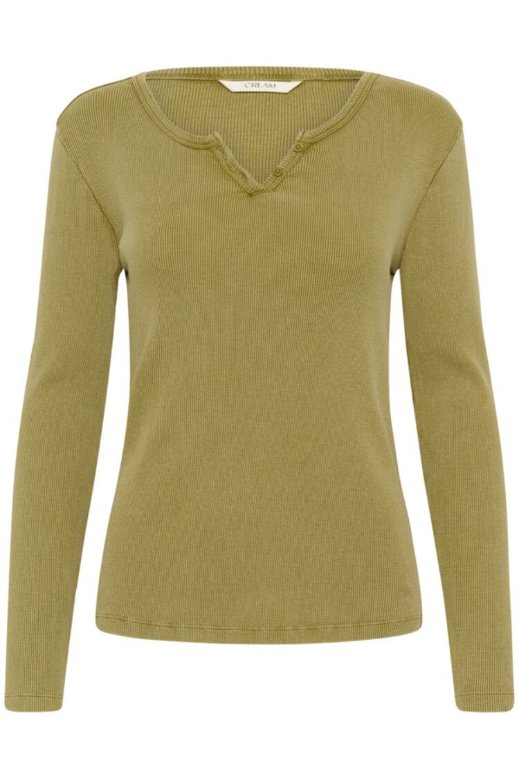 Cream CRTalia rib Tshirt green moss Cream