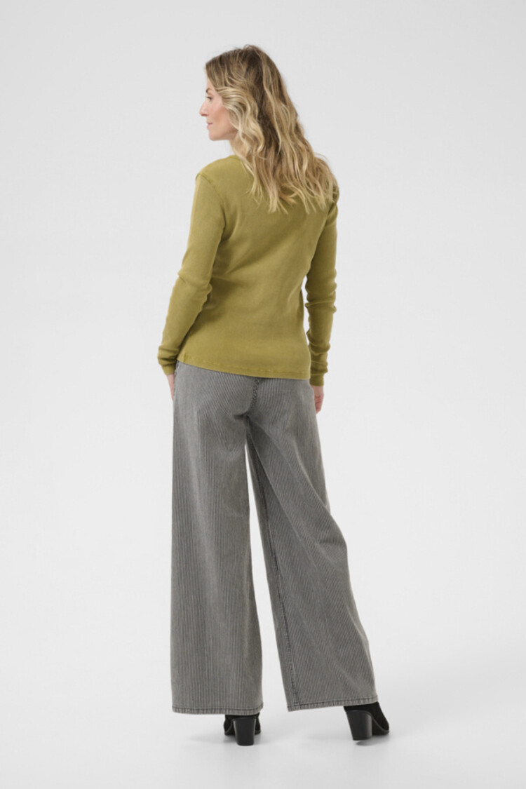 Cream CRTalia rib Tshirt green moss Cream