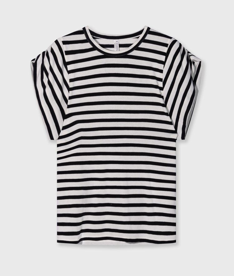 10DAYS Strong shoulder tee modal stripes ecru/black 10Days