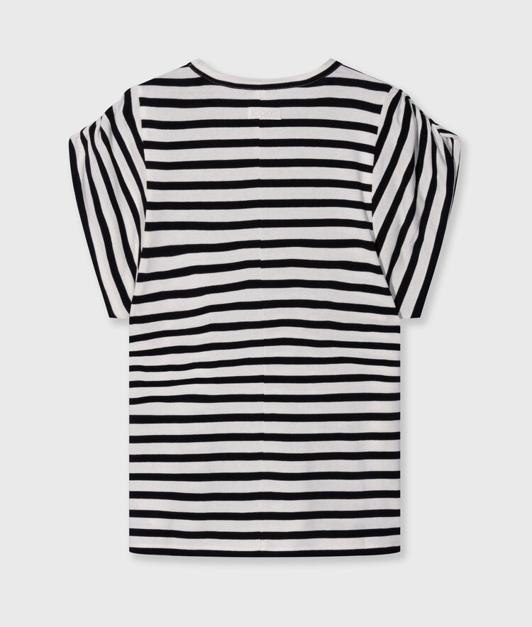 10DAYS Strong shoulder tee modal stripes ecru/black 10Days