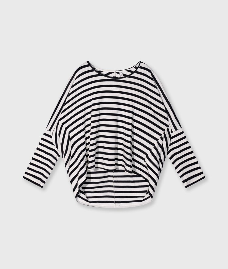 10DAYS Loose long sleeve tee modal stripes ecru/black 10Days