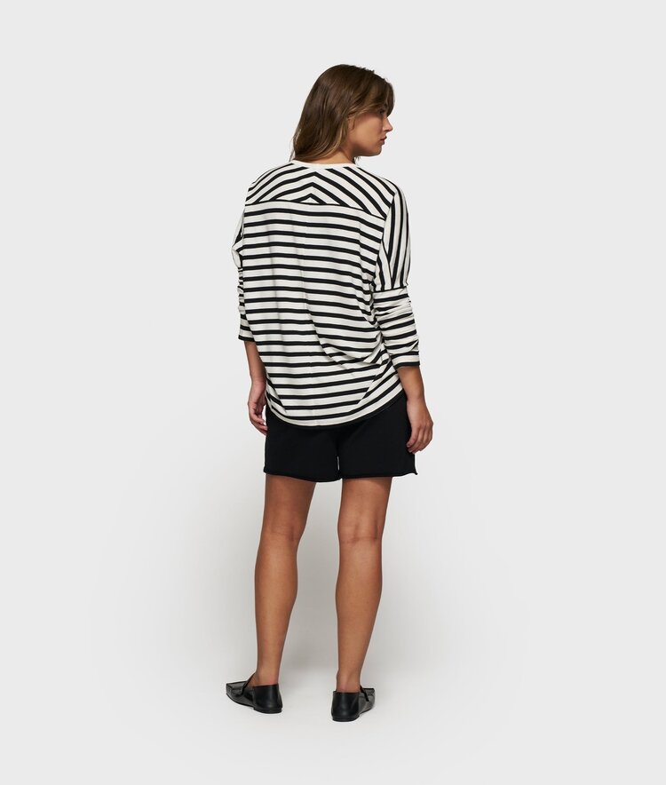 10DAYS Loose long sleeve tee modal stripes ecru/black 10Days