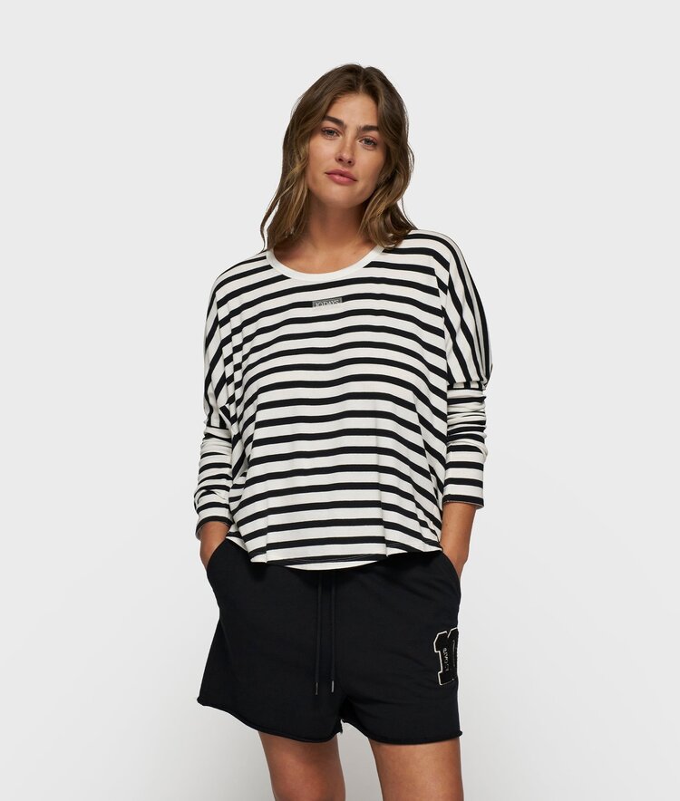 10DAYS Loose long sleeve tee modal stripes ecru/black 10Days