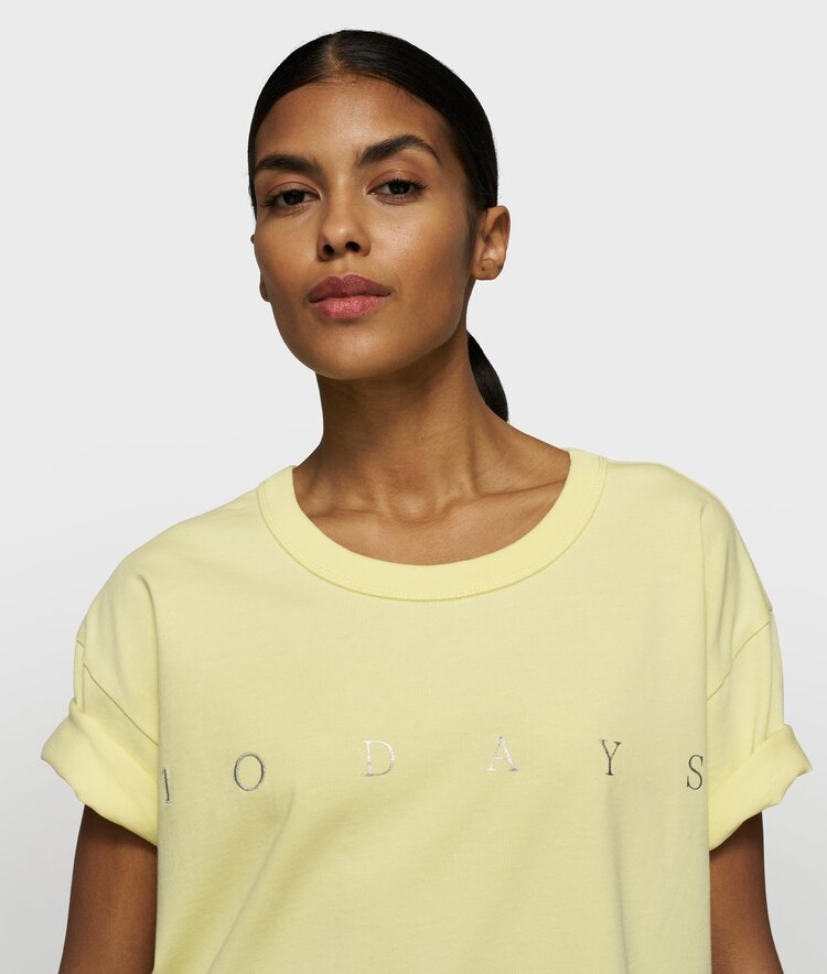 10DAYS Thick cotton tee logo pastel yellow 10Days