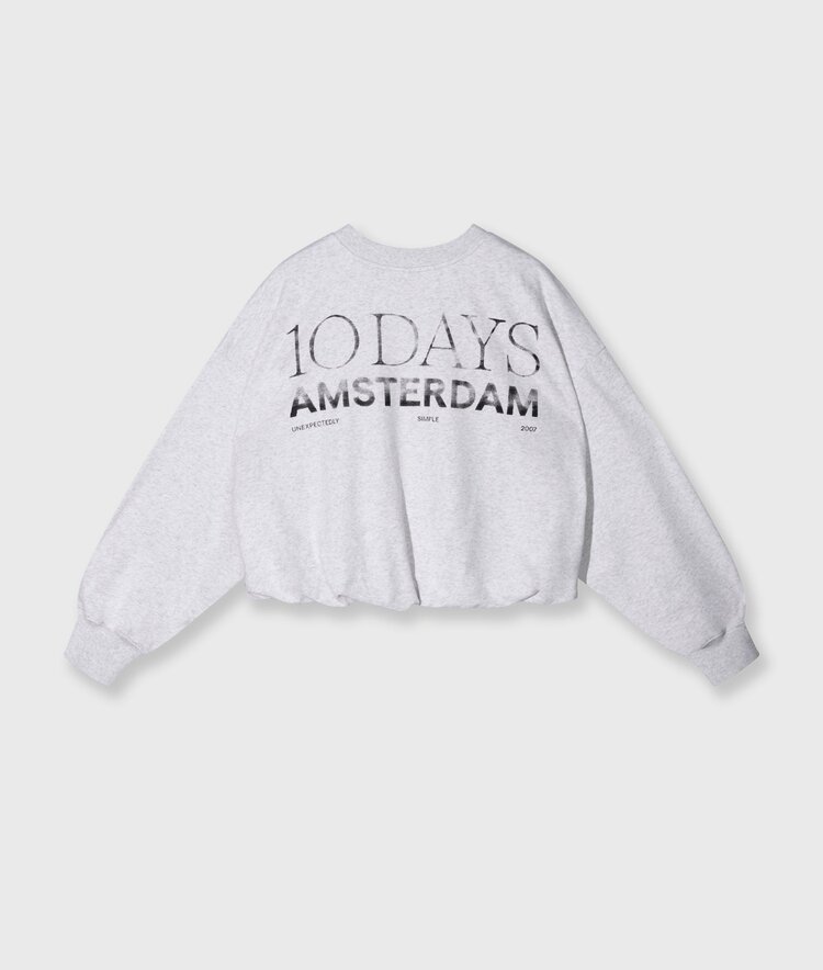 10DAYS Pleated sweater back stamp white grey melee 10Days