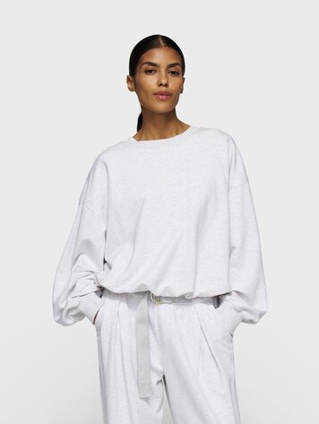 10DAYS Pleated sweater back stamp white grey melee