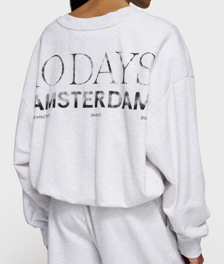 10DAYS Pleated sweater back stamp white grey melee 10Days