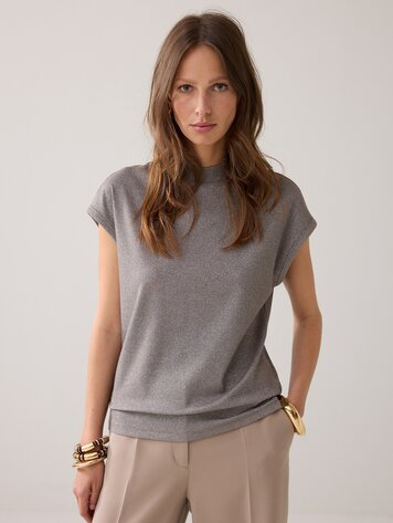 Summum Woman Top melange lurex rib funghi