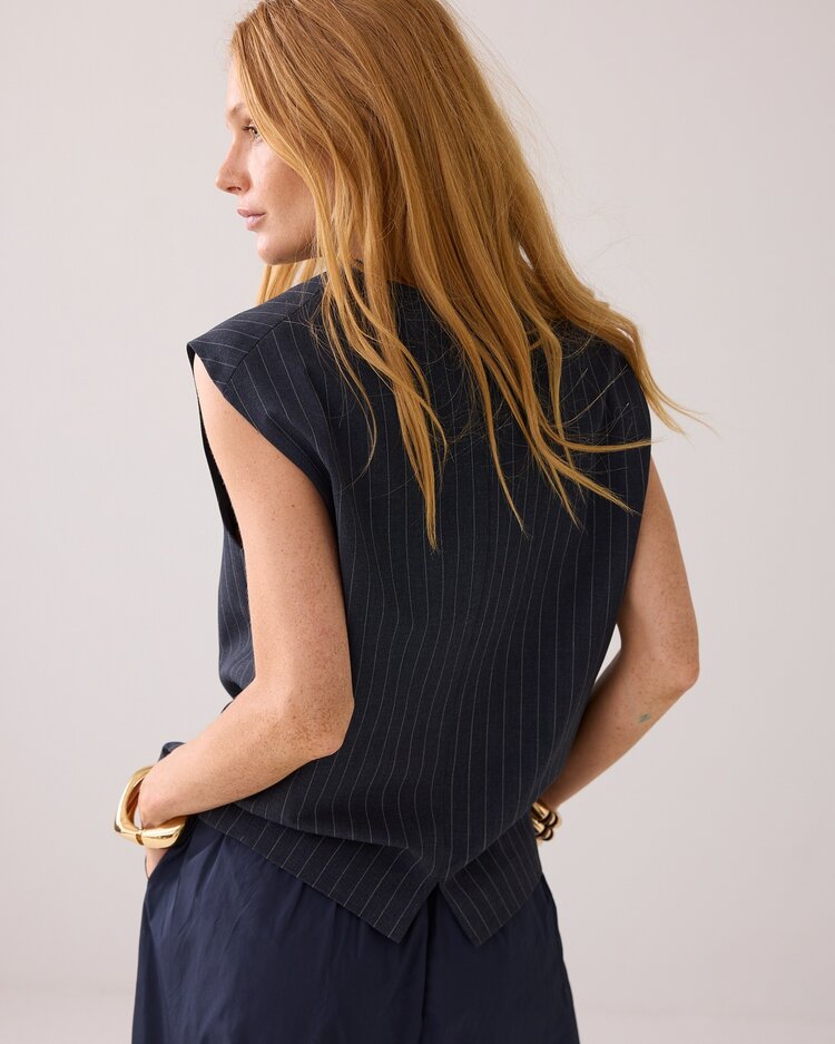 Summum Woman Gilet pinstripe midnight blue Summum Woman