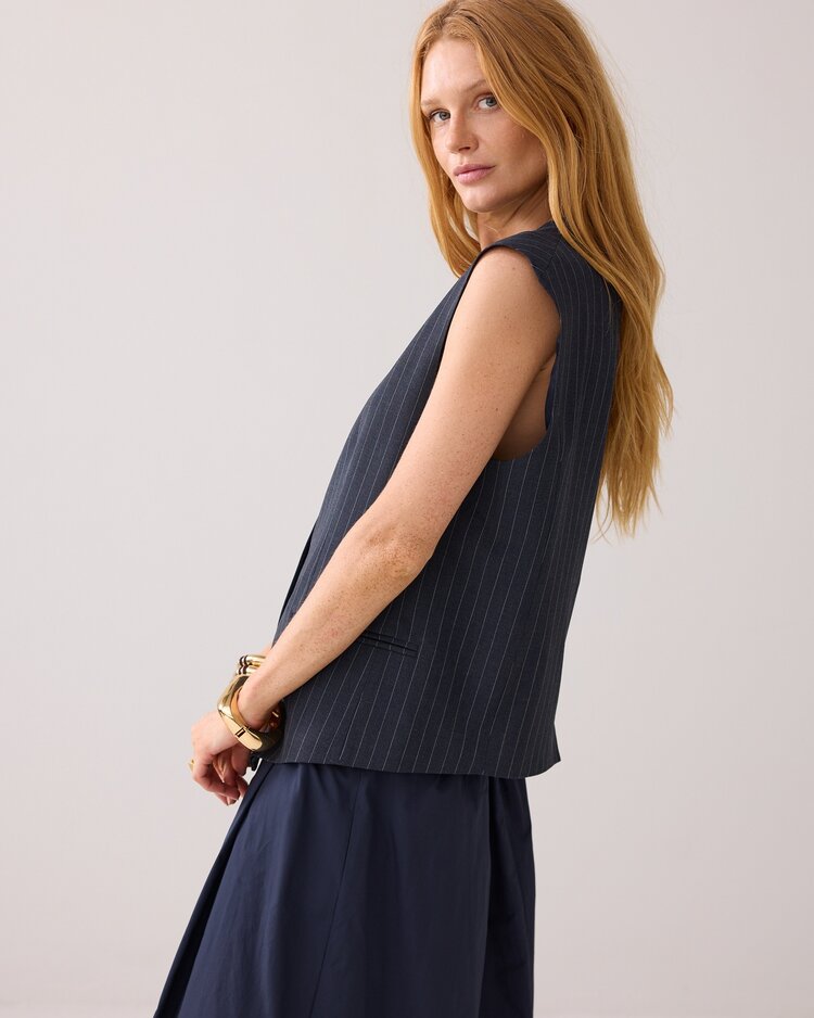 Summum Woman Gilet pinstripe midnight blue Summum Woman