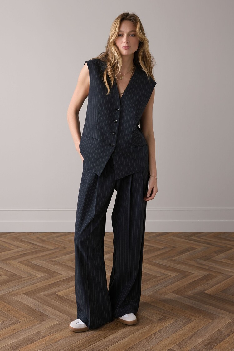 Summum Woman Gilet pinstripe midnight blue Summum Woman