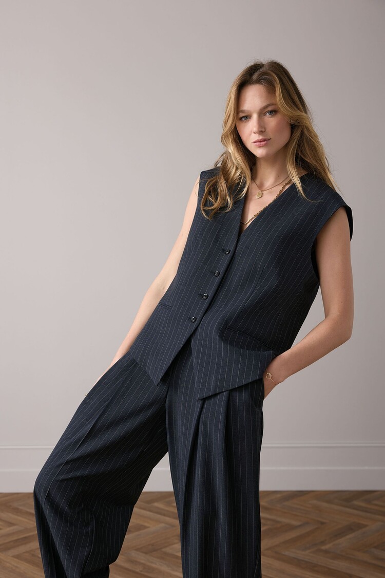 Summum Woman Gilet pinstripe midnight blue Summum Woman