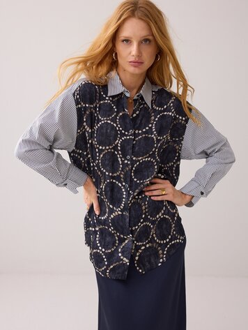 Summum Woman Blouse all over print midnight blue