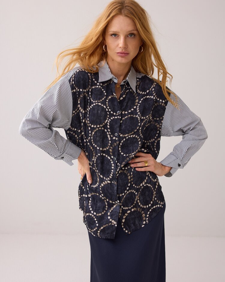 Summum Woman Blouse all over print midnight blue Summum Woman