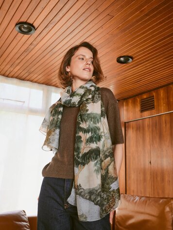 One Hundred Stars Scarf Rivers and Trees Natural