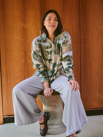 One Hundred Stars Oversized Shirt Rivers and Trees Natural