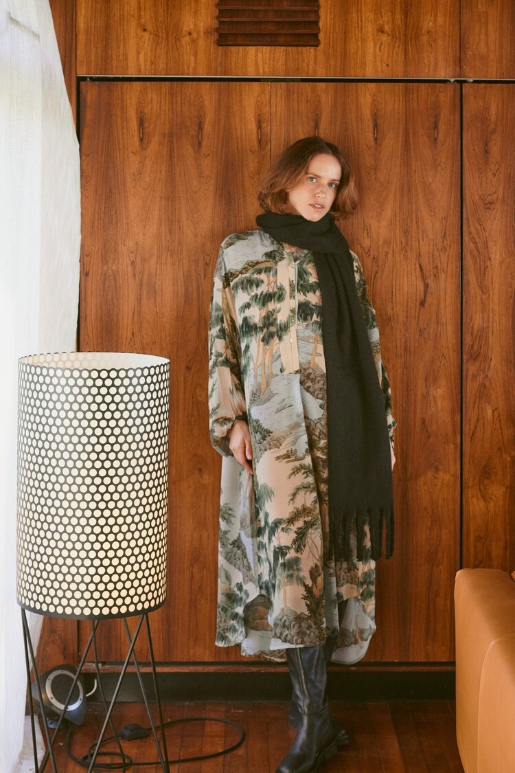 One Hundred Stars Crepe Darcy Dress Rivers and Trees Natural One Hundred Stars