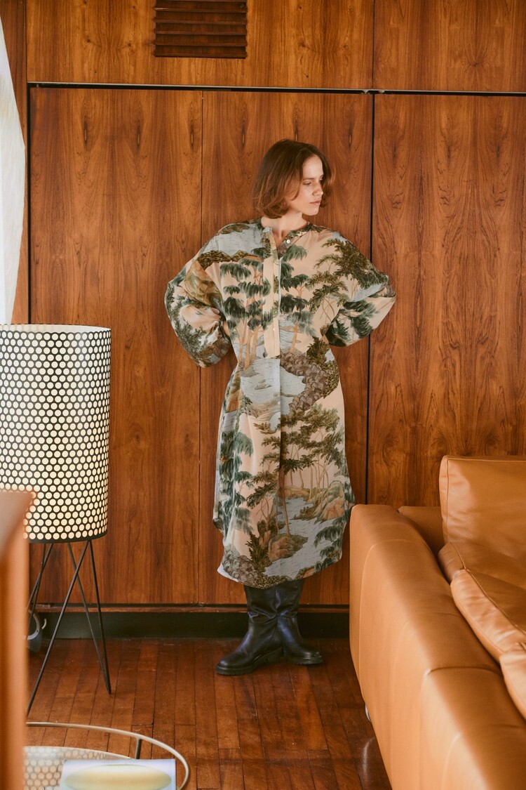 One Hundred Stars Crepe Darcy Dress Rivers and Trees Natural One Hundred Stars