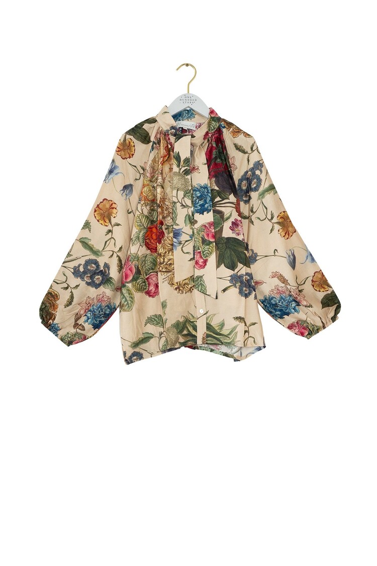 One Hundred Stars Pussy Bow Blouse Primula Stone One Hundred Stars