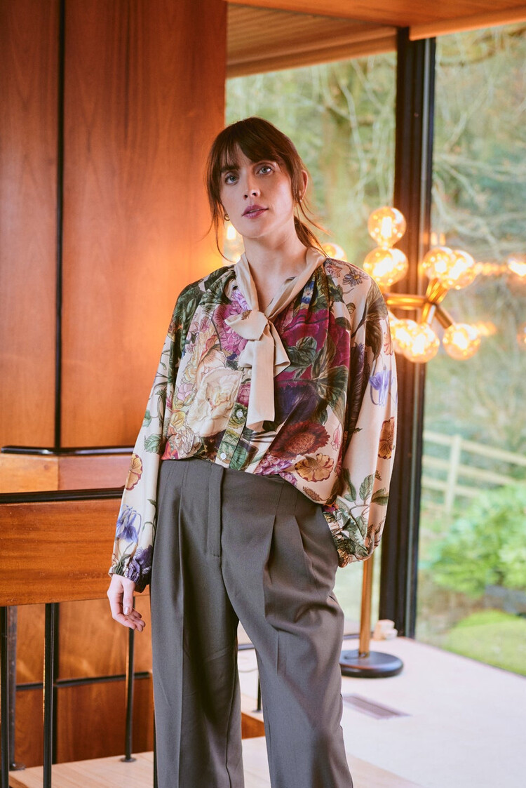 One Hundred Stars Pussy Bow Blouse Primula Stone One Hundred Stars